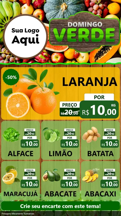 Modelo de Rede Social para Stories com o tema Domingo Verde para Hortifrúti