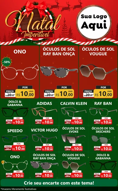 Modelo de Encarte para Encarte Grande com o tema Natal Imperdível para Óticas