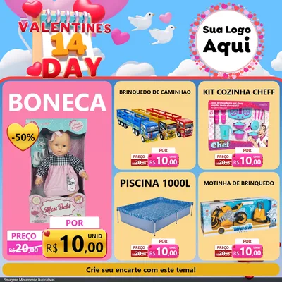 Modelo de Rede Social para Feed Facebook com o tema Valentine's Day para Brinquedos