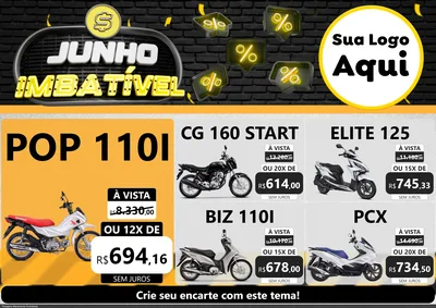 Modelo de Encarte para Encarte A4 Horizontal com o tema Junho Imbatível para Concessionaria de Motos