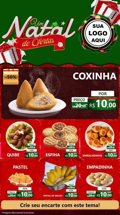 Modelo de Rede Social para Stories com o tema Um Natal de Ofertas para Salgadaria