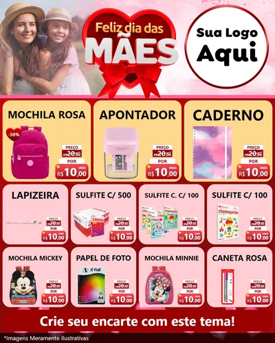 Modelo de Rede Social para Feed Instagram com o tema Feliz Dia Das Mães para Papelaria