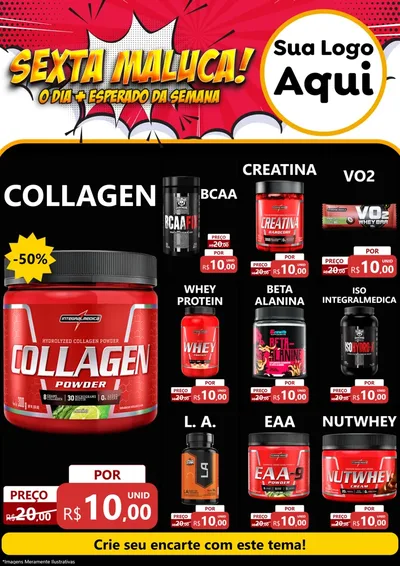 Modelo de Encarte para Encarte A4 Vertical com o tema Sexta Maluca! para Suplementos alimentares