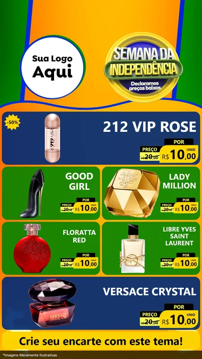 Modelo de TV para TV Vertical com o tema Semana da Independência Declaramos Preços Baixos para Perfumes