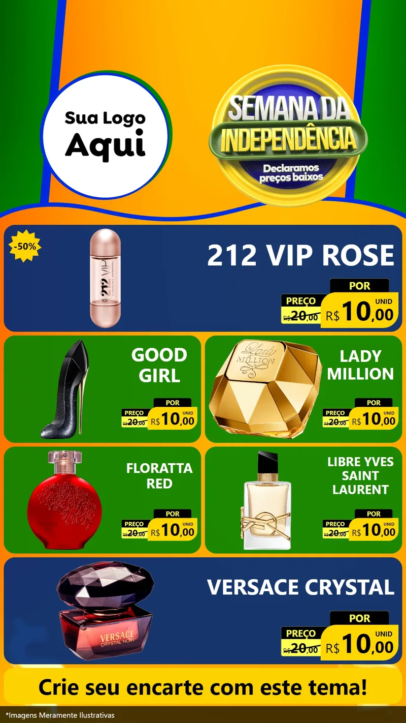 Modelo de TV para TV Vertical com o tema Semana da Independência Declaramos Preços Baixos para Perfumes