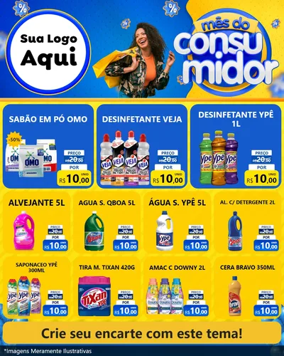 Modelo de Rede Social para Feed Instagram com o tema Mês do Consumidor para Produtos de Limpeza