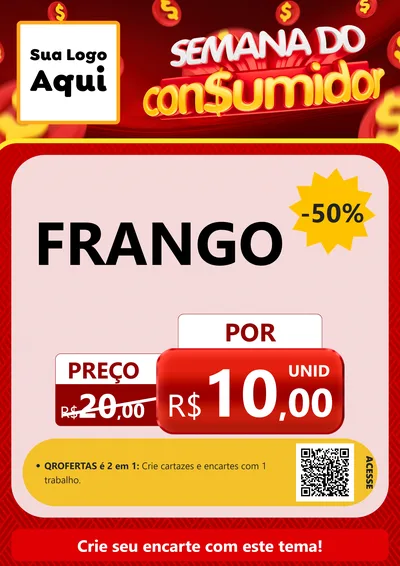 Modelo de Cartaz para Cartaz A4 Vertical com o tema Semana do Consumidor para Assados