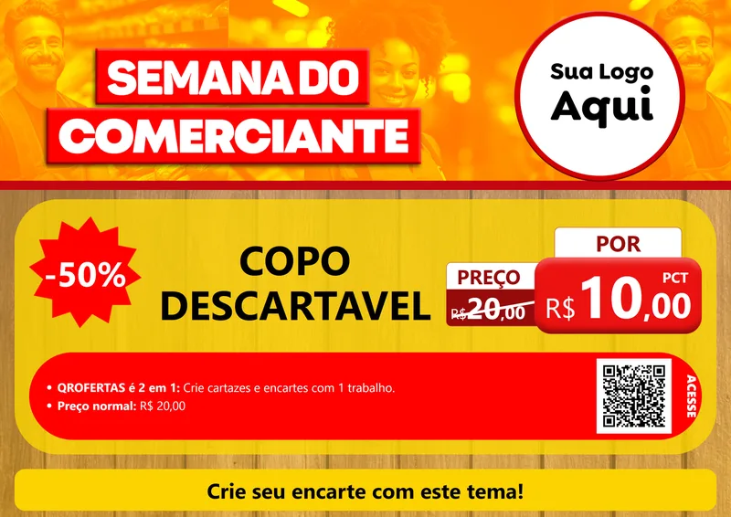 Modelo de Cartaz para Cartaz A4 Horizontal com o tema Semana do Comerciante para Embalagens