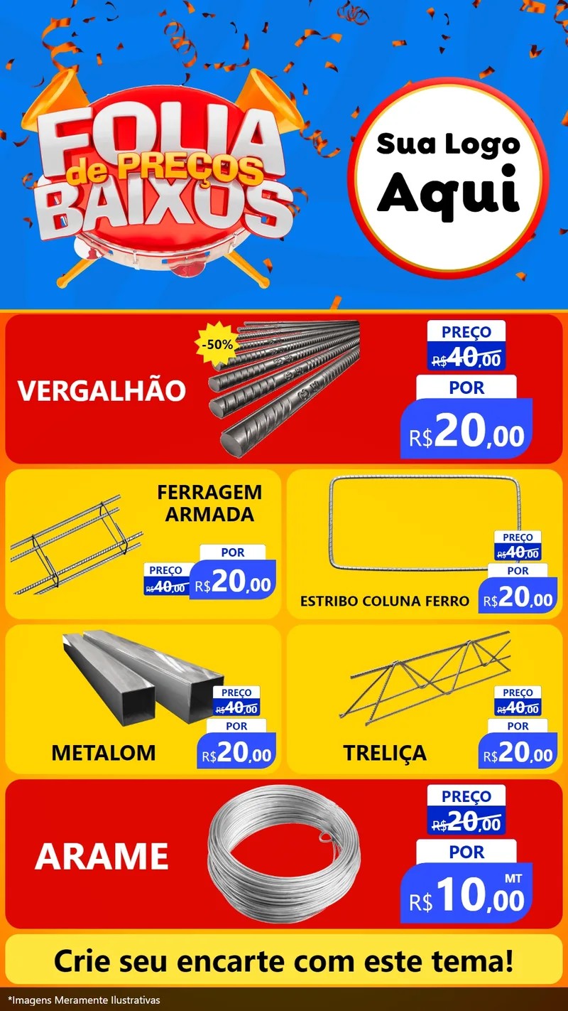 Modelo de TV para TV Vertical com o tema Folia de Preços Baixos para Ferragens