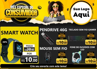 Modelo de Encarte para Encarte A4 Horizontal com o tema Mês Especial do Consumidor para Informática