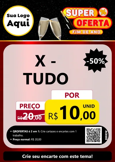 Modelo de Cartaz para Cartaz A4 Vertical com o tema Super Oferta Fim de Ano para Hamburgueria