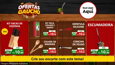 Modelo de TV para TV Horizontal com o tema Ofertas Dia do Gaúcho para Utilidades Domésticas