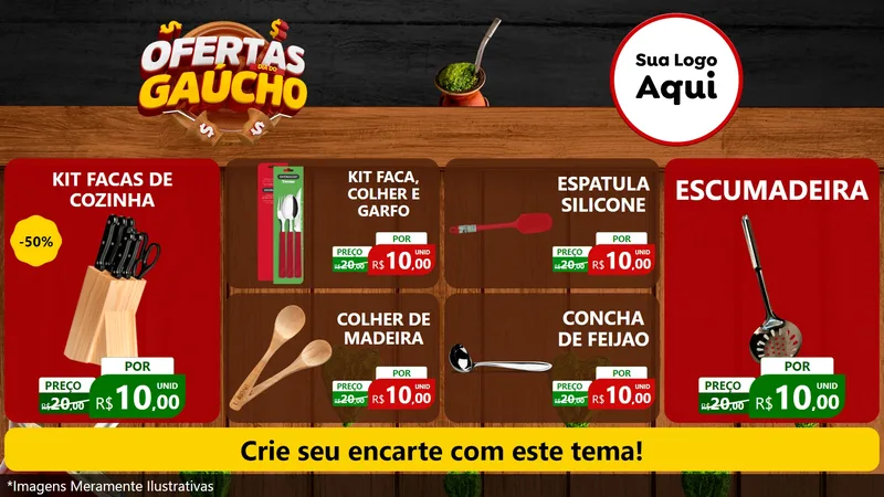 Modelo de TV para TV Horizontal com o tema Ofertas Dia do Gaúcho para Utilidades Domésticas