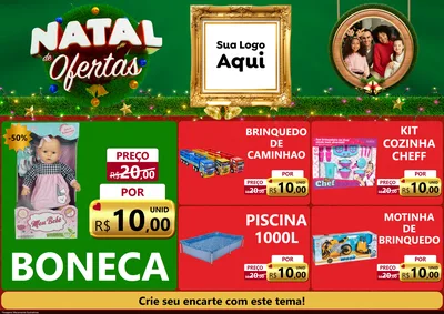 Modelo de Encarte para Encarte A4 Horizontal com o tema Natal de Ofertas para Brinquedos