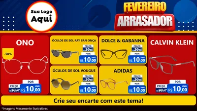 Modelo de TV para TV Horizontal com o tema Fevereiro Arrasador para Óticas