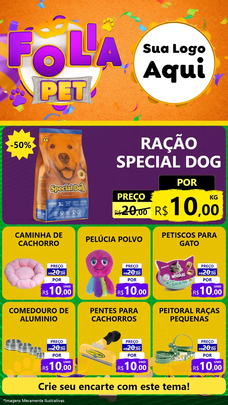 Modelo de Rede Social para Stories com o tema Folia Pet para Pet Shop