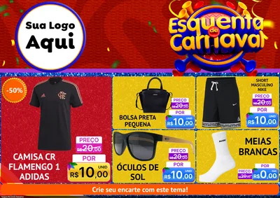 Modelo de Encarte para Encarte A4 Horizontal com o tema Esquenta de Carnaval para Roupas e acessórios