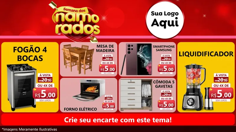 Modelo de TV para TV Horizontal com o tema Semana dos namorados para Móveis e Eletro