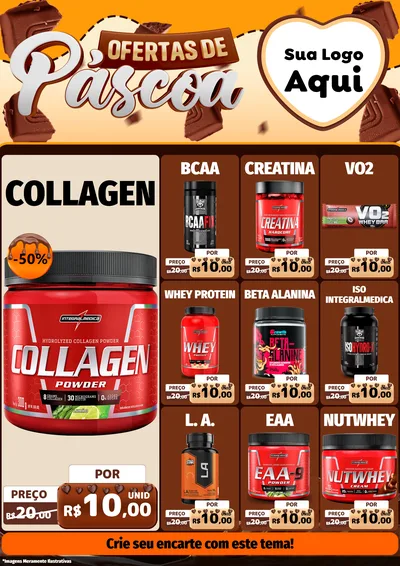 Modelo de Encarte para Encarte A4 Vertical com o tema Ofertas de Páscoa para Suplementos alimentares