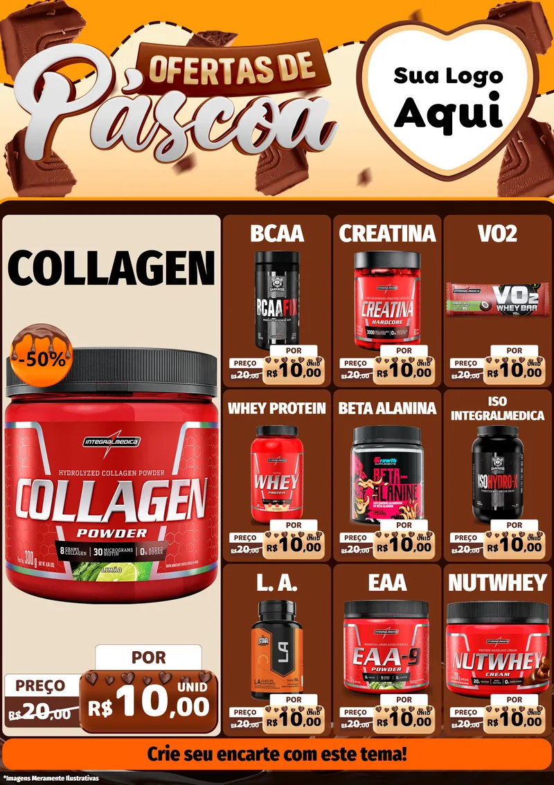 Modelo de Encarte para Encarte A4 Vertical com o tema Ofertas de Páscoa para Suplementos alimentares