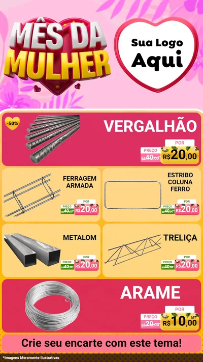 Modelo de TV para TV Vertical com o tema Mês da Mulher para Ferragens