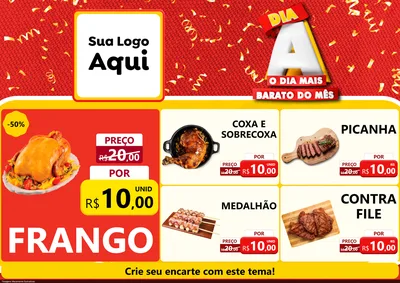 Modelo de Encarte para Encarte A4 Horizontal com o tema Dia A o Dia Mais Barato do Mês para Assados