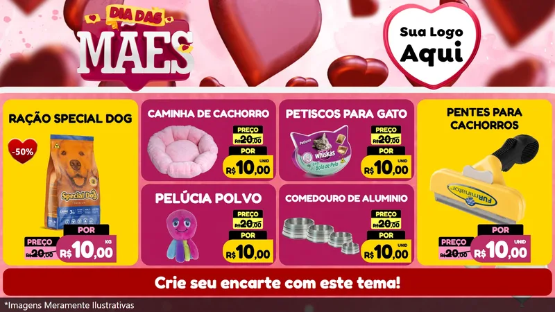Modelo de TV para TV Horizontal com o tema Dia Das Mães para Pet Shop