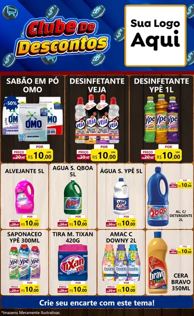 Modelo de Encarte para Encarte Grande com o tema Clube de Descontos para Produtos de Limpeza