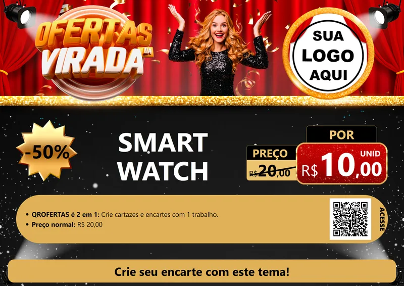 Modelo de Cartaz para Cartaz A4 Horizontal com o tema Ofertas da Virada para Informática