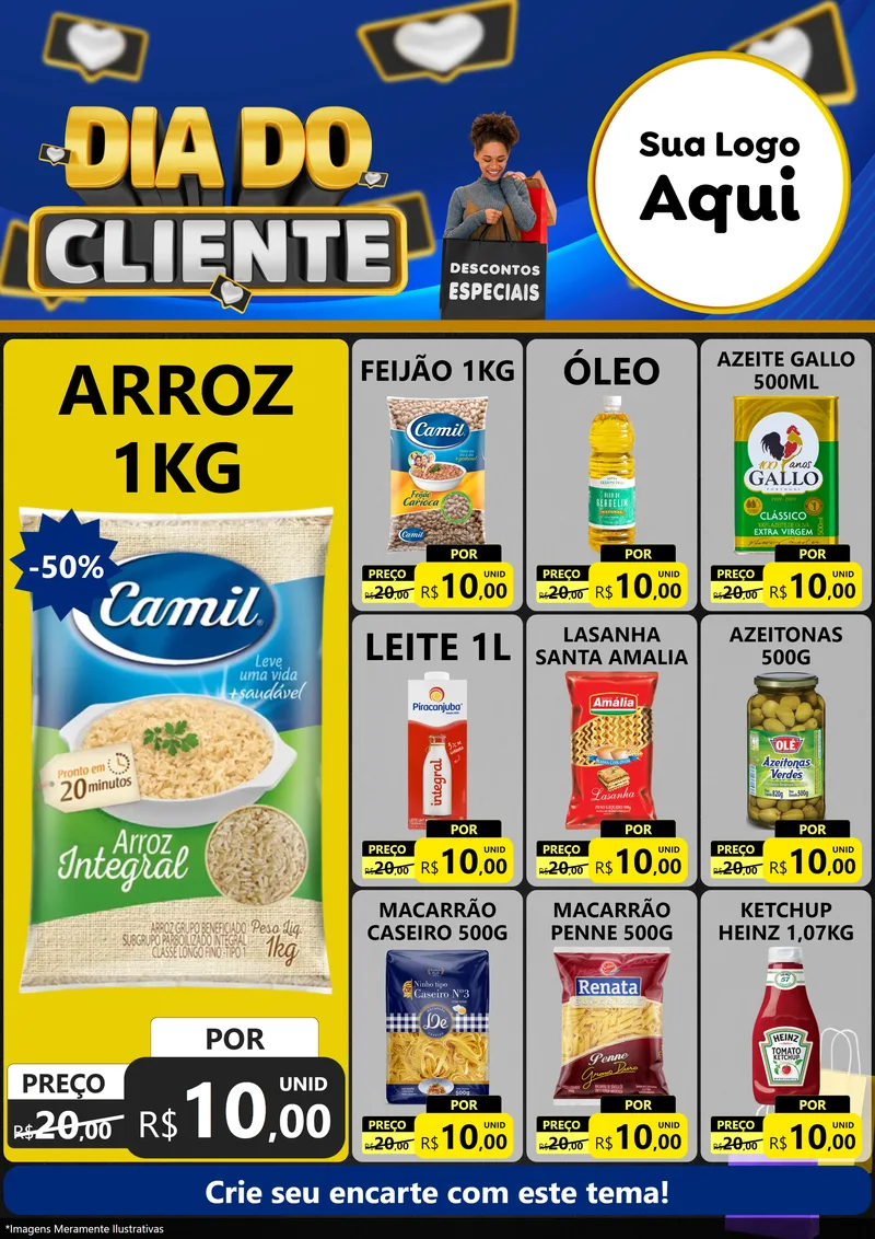 Modelo de Encarte para Encarte A4 Vertical com o tema Dia Do Cliente para Supermercado