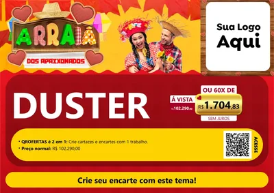Modelo de Cartaz para Cartaz A4 Horizontal com o tema Arraiá Dos Apaixonados - Junina para Concessionaria de Carros