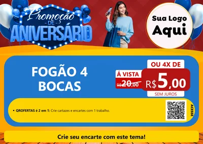 Modelo de Cartaz para Cartaz A4 Horizontal com o tema Promoção de Aniversário para Móveis e Eletro
