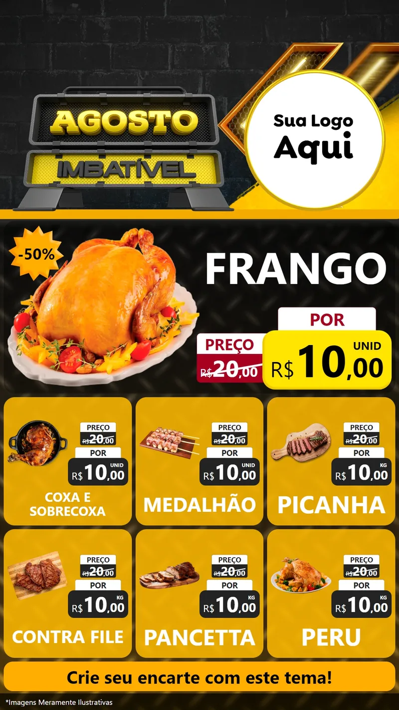 Modelo de Rede Social para Stories com o tema Agosto Imbatível para Assados