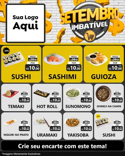 Modelo de Rede Social para Feed Instagram com o tema Setembro Imbatível para Comida japonesa