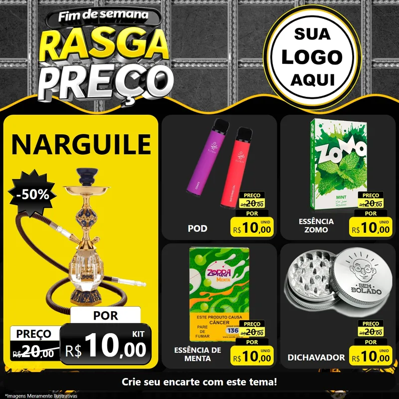 Modelo de Rede Social para Feed Facebook com o tema Fim de Semana Rasga Preço para Tabacaria