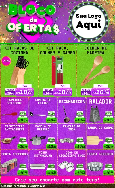 Modelo de Encarte para Encarte Grande com o tema Bloco de Ofertas para Utilidades Domésticas