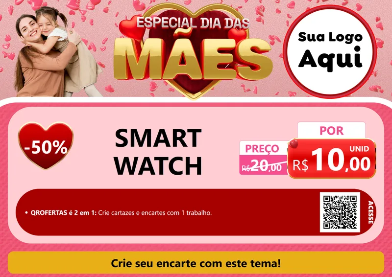 Modelo de Cartaz para Cartaz A4 Horizontal com o tema Especial Dia Das Mães para Informática