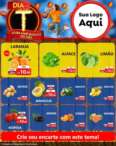 Modelo de Rede Social para Feed Instagram com o tema Dia T - O Dia Mais Barato Do Mês para Hortifrúti