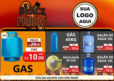 Modelo de Encarte para Encarte A4 Horizontal com o tema Black Friday para Água e gás