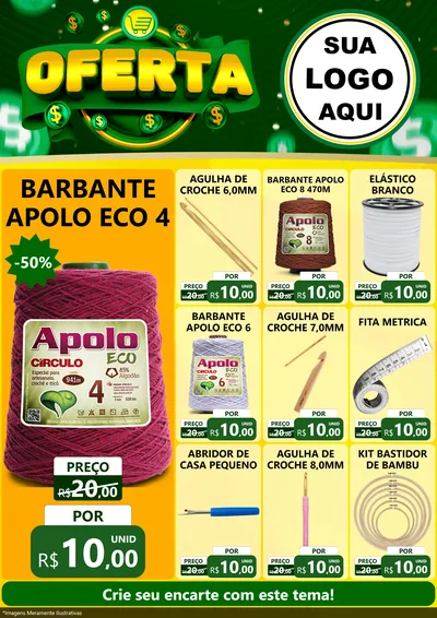 Modelo de Encarte para Encarte A4 Vertical com o tema Oferta para Armarinho e Aviamentos