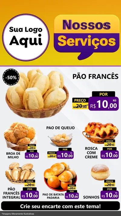 Modelo de Rede Social para Stories com o tema Nossos Serviços para Padaria
