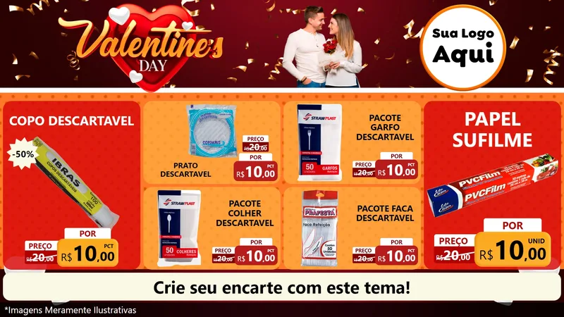 Modelo de TV para TV Horizontal com o tema Valentine's Day para Embalagens