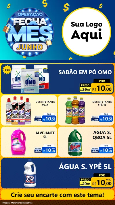 Modelo de TV para TV Vertical com o tema Operação Fecha Mês, Junho para Produtos de Limpeza