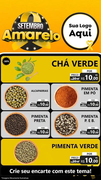 Modelo de TV para TV Vertical com o tema Setembro Amarelo para Produtos Naturais