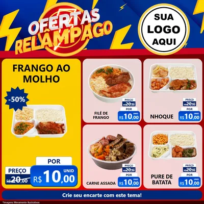 Modelo de Rede Social para Feed Facebook com o tema Ofertas Relâmpago para Restaurante