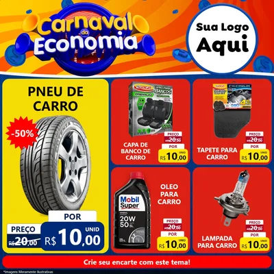 Modelo de Rede Social para Feed Facebook com o tema Carnaval da Economia para Auto peças
