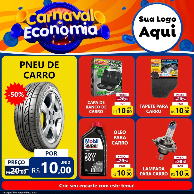 Modelo de Rede Social para Feed Facebook com o tema Carnaval da Economia para Auto peças