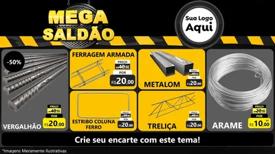 Modelo de TV para TV Horizontal com o tema Mega Saldão para Ferragens