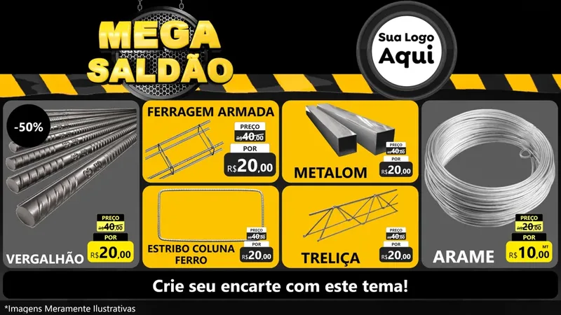 Modelo de TV para TV Horizontal com o tema Mega Saldão para Ferragens