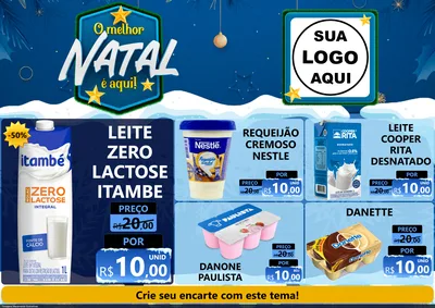 Modelo de Encarte para Encarte A4 Horizontal com o tema O Melhor Natal É Aqui! para Frios e Laticínios